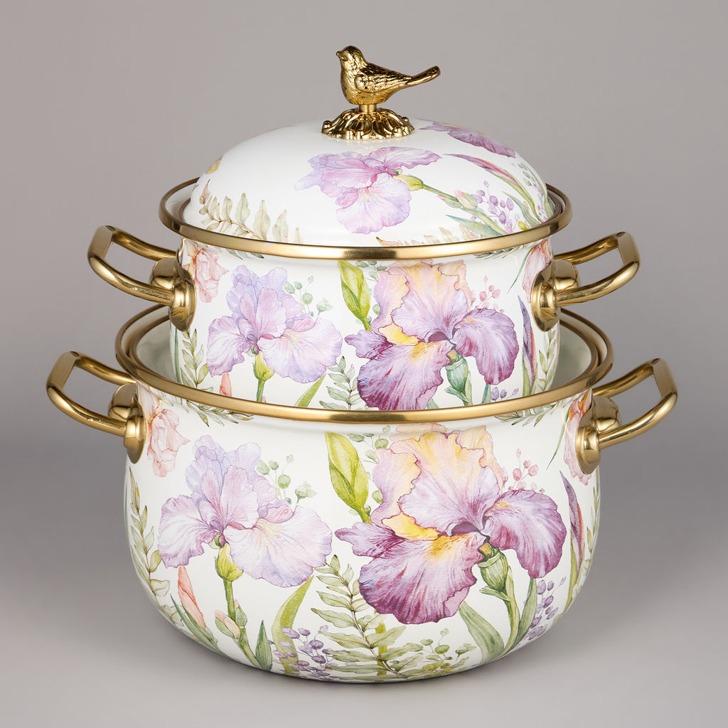 НАБОР КАСТРЮЛЬ AGNESS ЭМАЛИРОВАННЫХ СЕРИЯ IRISES, 4ПР. 2,1Л И 3,8Л фото 3