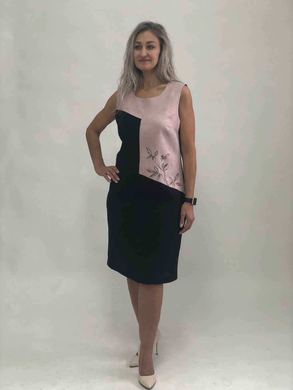 100% ЛЁН Платье ПОЛУПРИЛЕГАЮЩЕЕ - Елецкие узоры фото 2