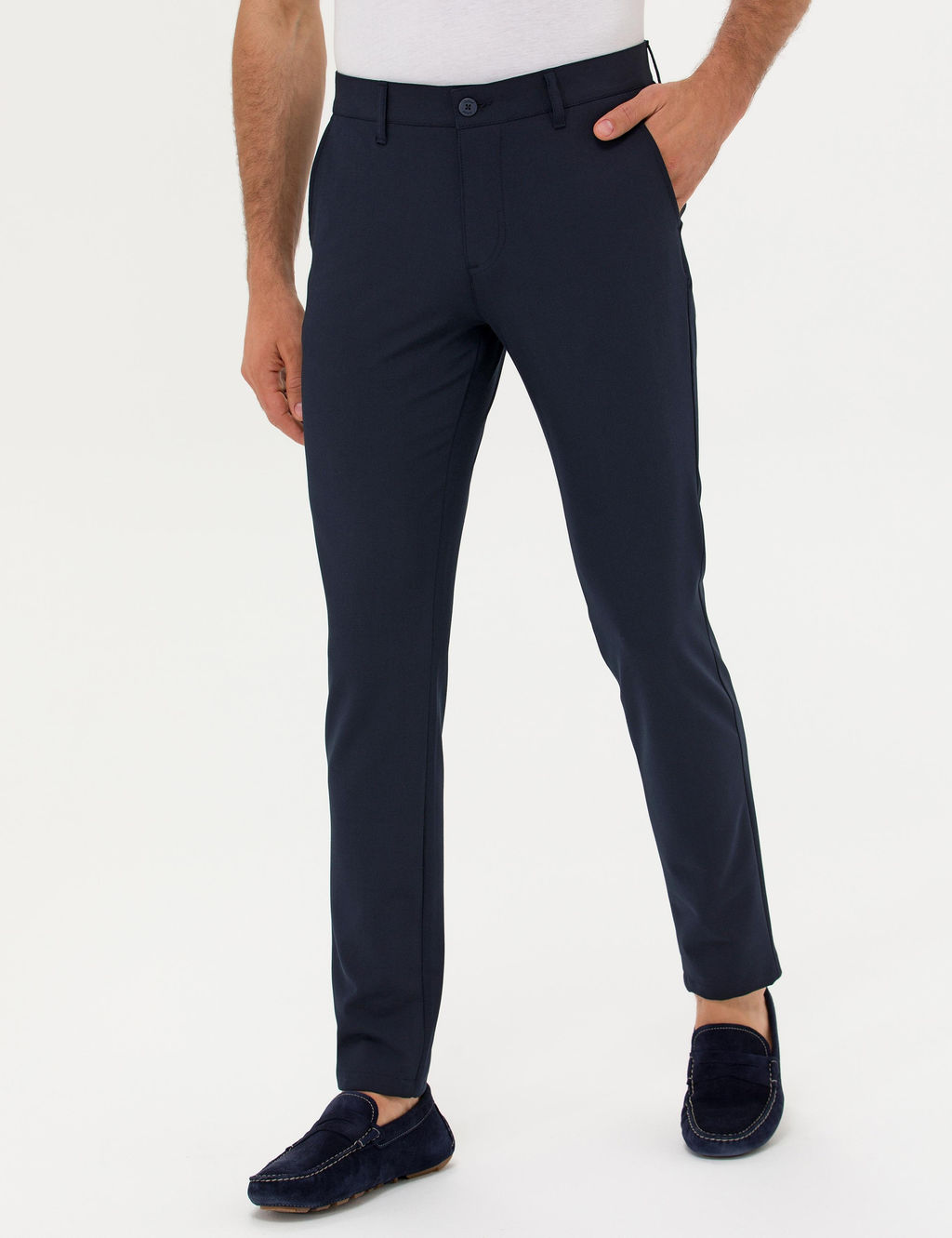 Темно-синие брюки чинос узкого кроя - Cacharel фото 2