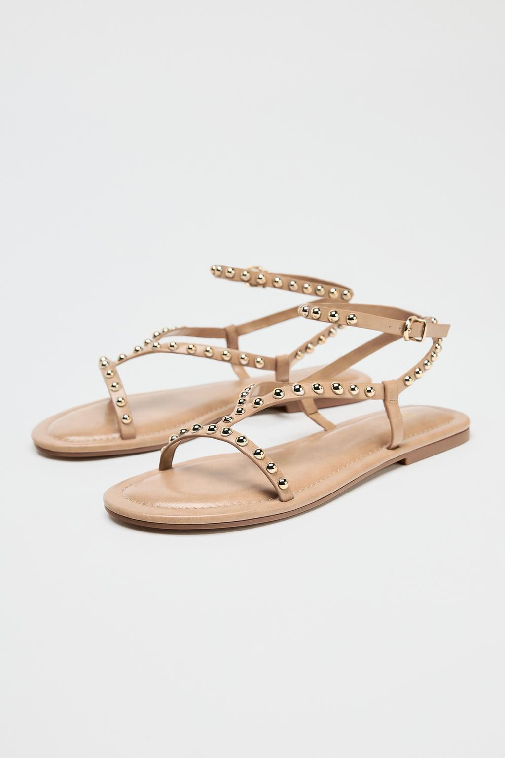 SANDALS WITH METALLIC BEADED STRAPS - Zara фото 3