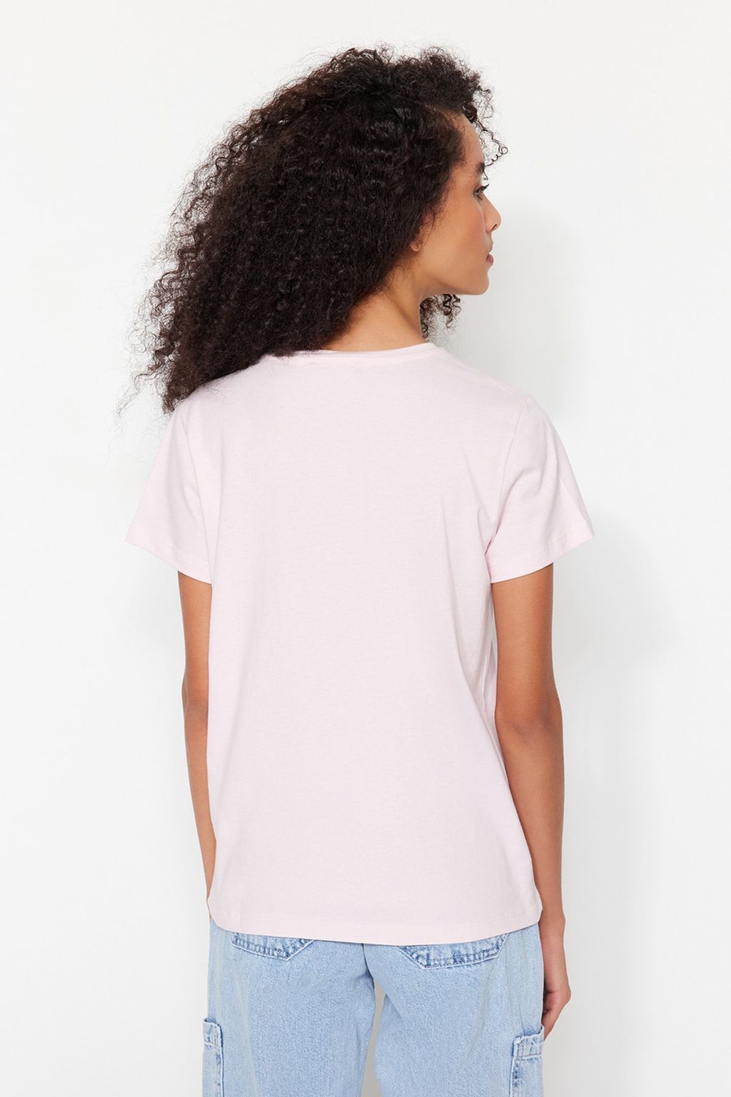 TRENDYOLMILLA Kahverengi-Bej-Haki Cizgili 3lu Paket Basic Bisiklet Yaka Orme T-Shirt TWOSS20TS0146 фото 39