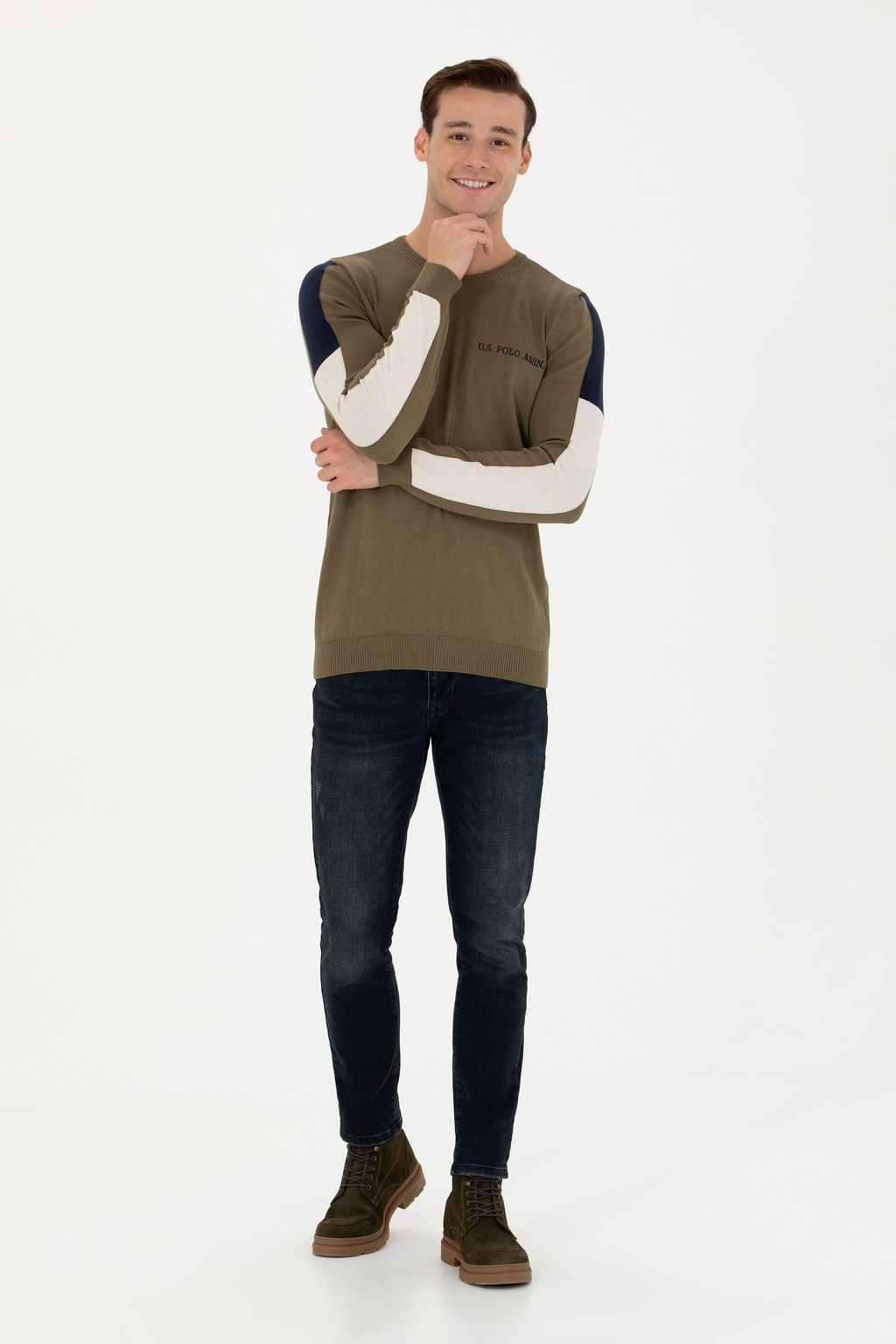 U. S. Polo Assn Мужской свитер цвета хаки - U.s. polo assn фото 18
