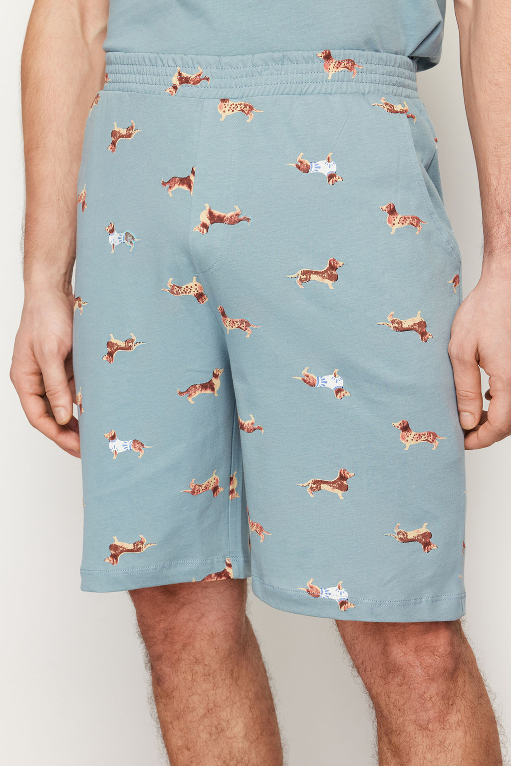 TRENDYOL MAN Mavi %100 Pamuk Regular Fit Bask?l? Orme Sortlu Yazl?k Pijama Tak?m? THMSS21PT0920 - Trendyolmilla фото 23