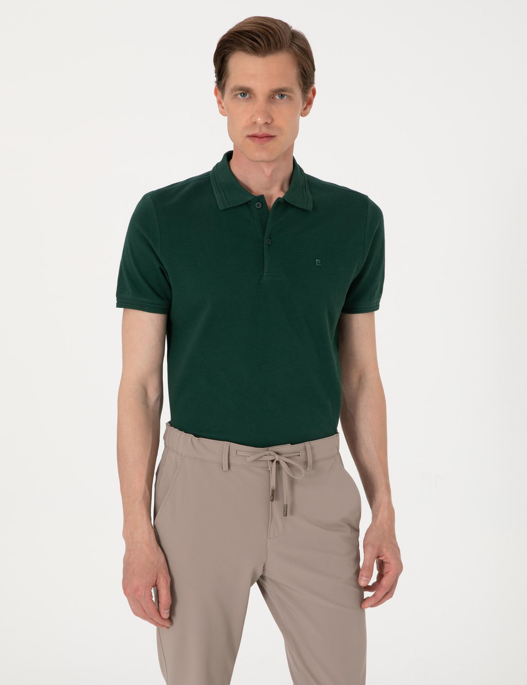 Koyu Ye_il Slim Fit Basic Ti__rt - Pierre cardin фото 3