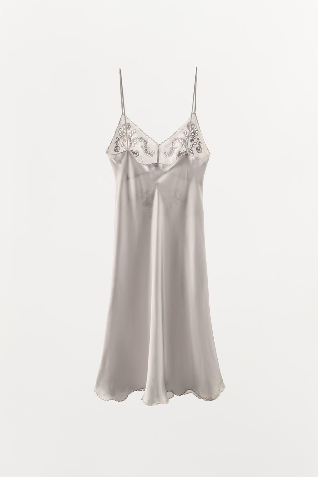 EMBROIDERED SATIN CAMISOLE DRESS - Zara фото 5