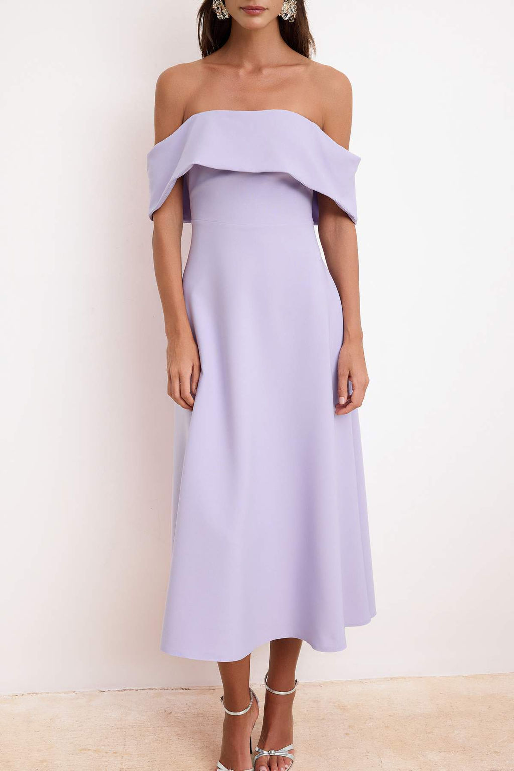 Lila Duz Etegi Belden Ac?lan Dokuma Finike Midi Astars?z S?k/Gece Elbise