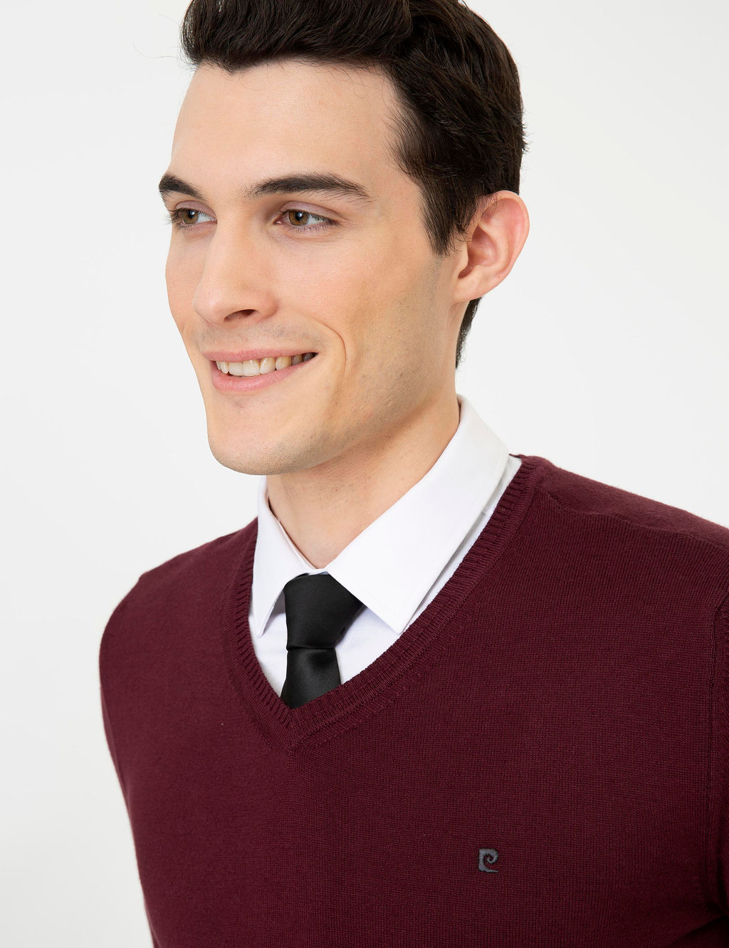 Bordo Slim Fit V Yaka Basic Triko Kazak - Pierre cardin фото 2
