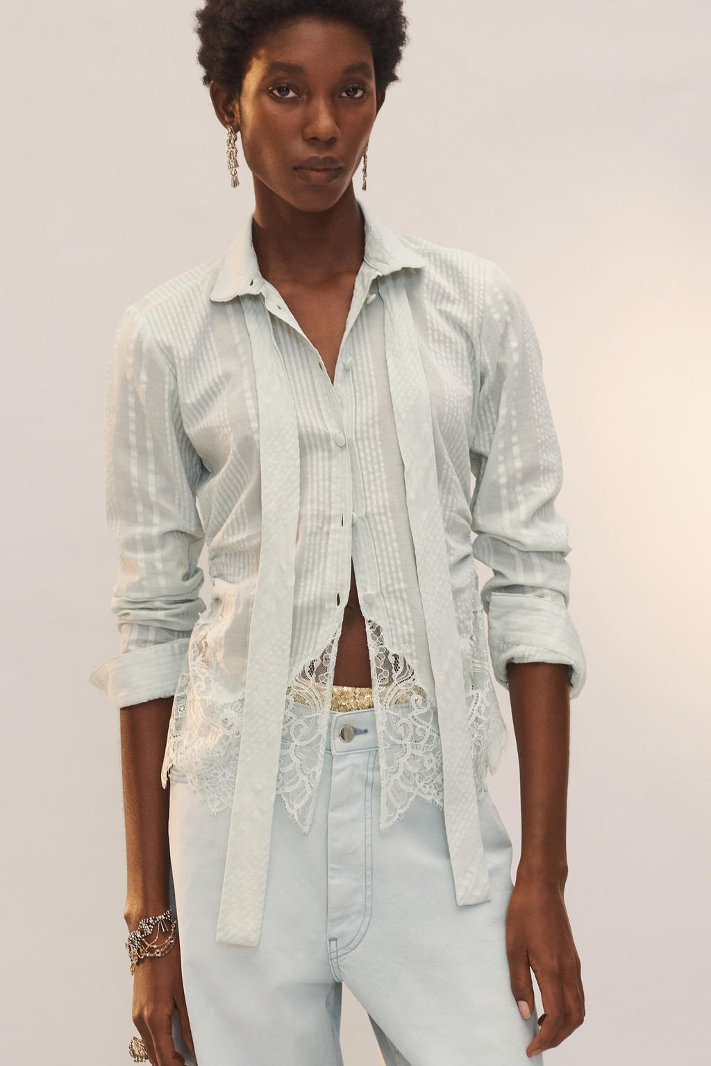 CAMISA ENCAJE LAZADAS LIMITED EDITION / Verde agua - Zara фото 3