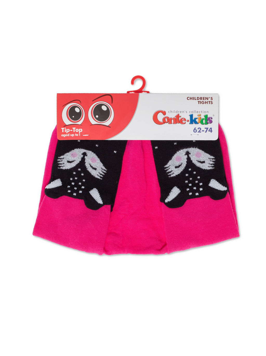 Цена за 2 шт. Колготки детские Conte-kids TIP-TOP (мордашки) черный-фуксия - Conte elegant фото 3