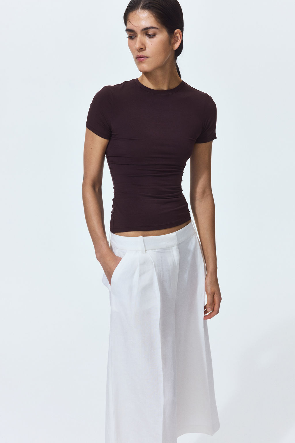 Camiseta de corte ajustado en punto el?stico - H&m фото 5