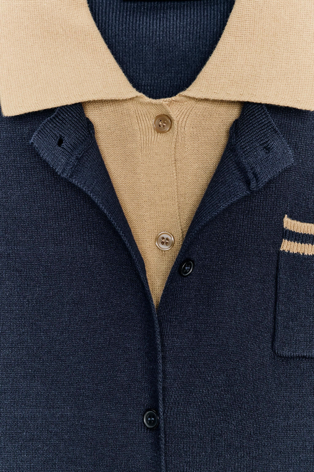 CONTRAST DOUBLE-LAYER KNIT POLO JACKET - Zara фото 5