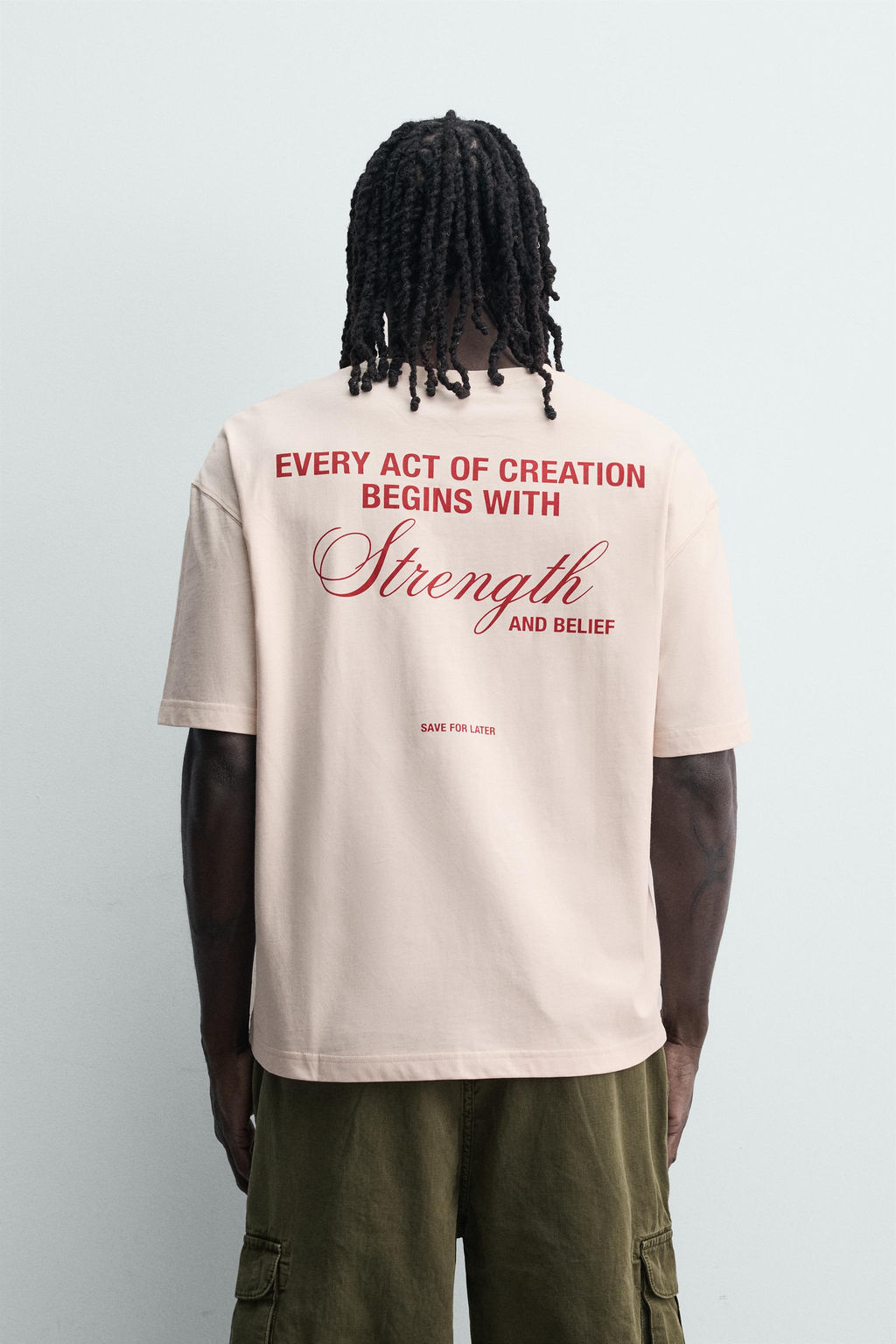 CAMISETA RELAXED FIT TEXTOS ESTAMPADOS / Rosa