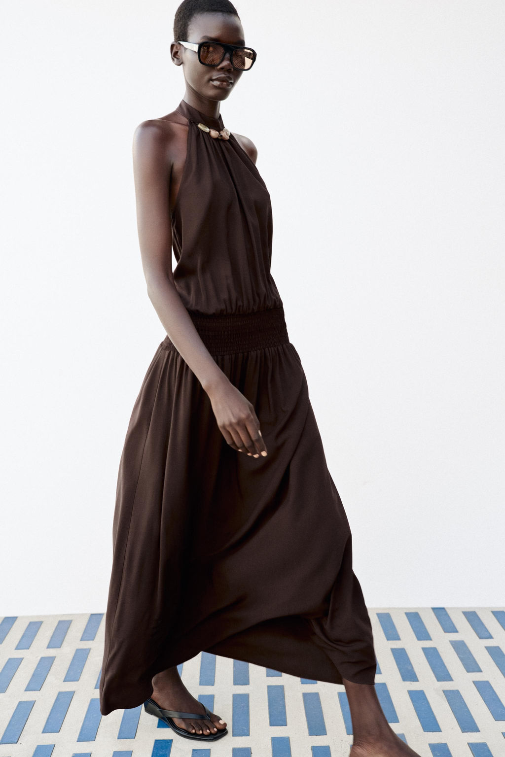 VESTIDO HALTER ABALORIOS / Marr?n - Zara фото 5