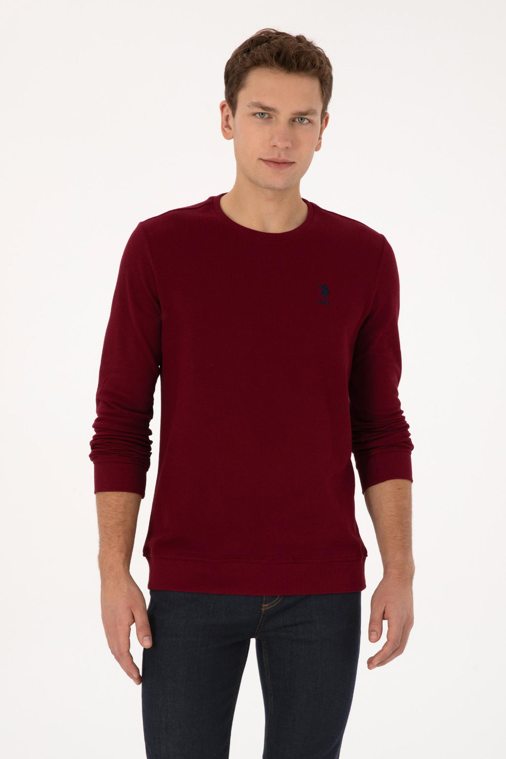 Erkek Regular Fit Bisiklet Yaka Bordo Sweatshirt - U.s. polo assn фото 3