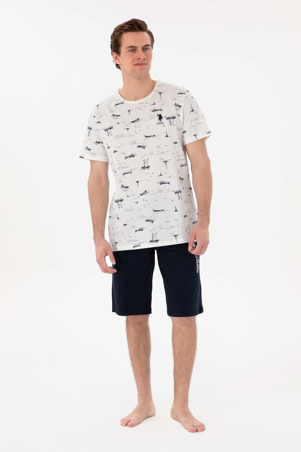 Erkek Beyaz Pijama Tak_m_ Sepette S_rpriz _ndirim - U.s. polo assn фото 4