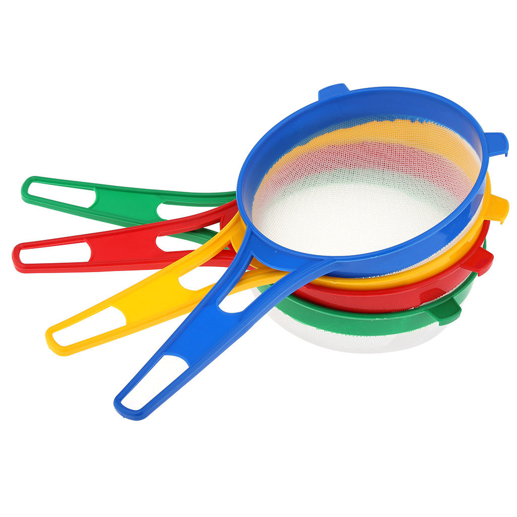 Сито пластмассовое Колорит д14,5см, h6,5см, с ручкой, 2 держателя, цвета в ассортименте: зеленый, красный, синий, желтый (28х14,5х6,5см) (Китай) - Домашняя Мода фото 5
