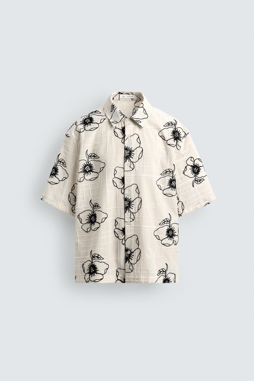 CAMISA JACQUARD BORDADO FLORAL / Crudo - Zara фото 7