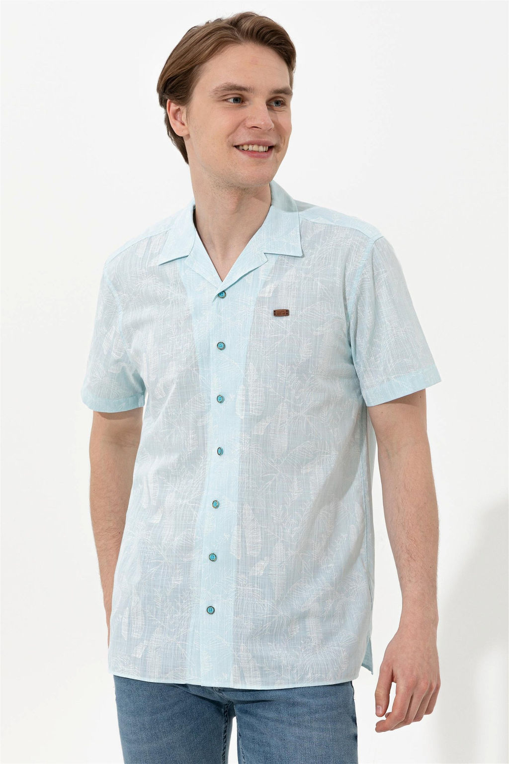 Мужская бирюзовая рубашка с коротким рукавом - U.s. polo assn фото 7