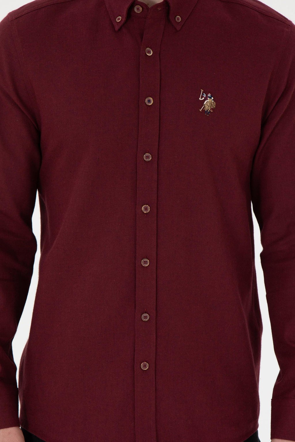 Мужская базовая рубашка бордового цвета с длинным рукавом Неожиданная скидка в корзине - U.s. polo assn фото 7
