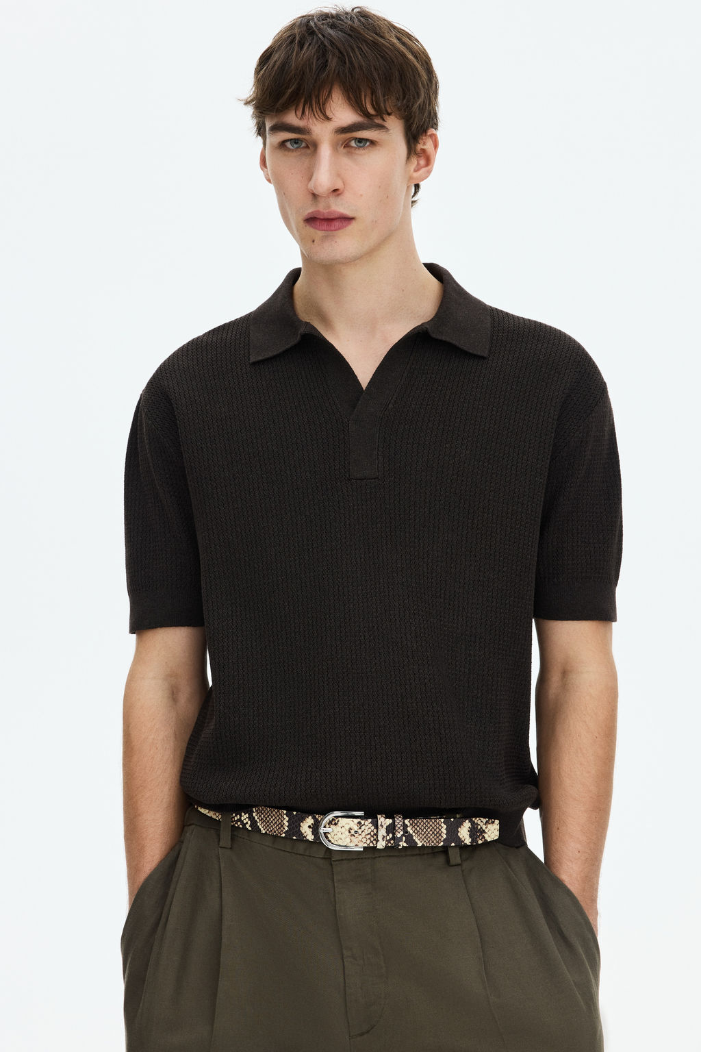 Polo en punto trenzado Regular Fit - H&m фото 4