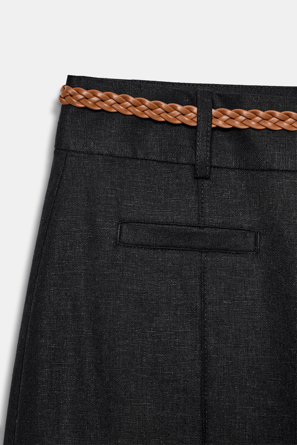 PANTAL?N CULOTTE CON LINO CINTUR?N TRENZADO / Negro - Zara фото 10