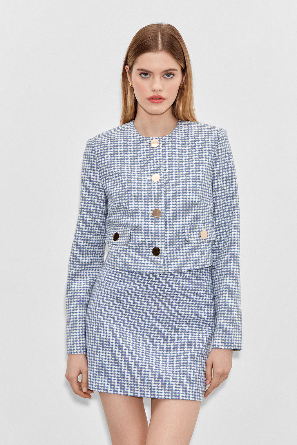 Жакет укороченный из твида с клапанами - Mollis фото 3