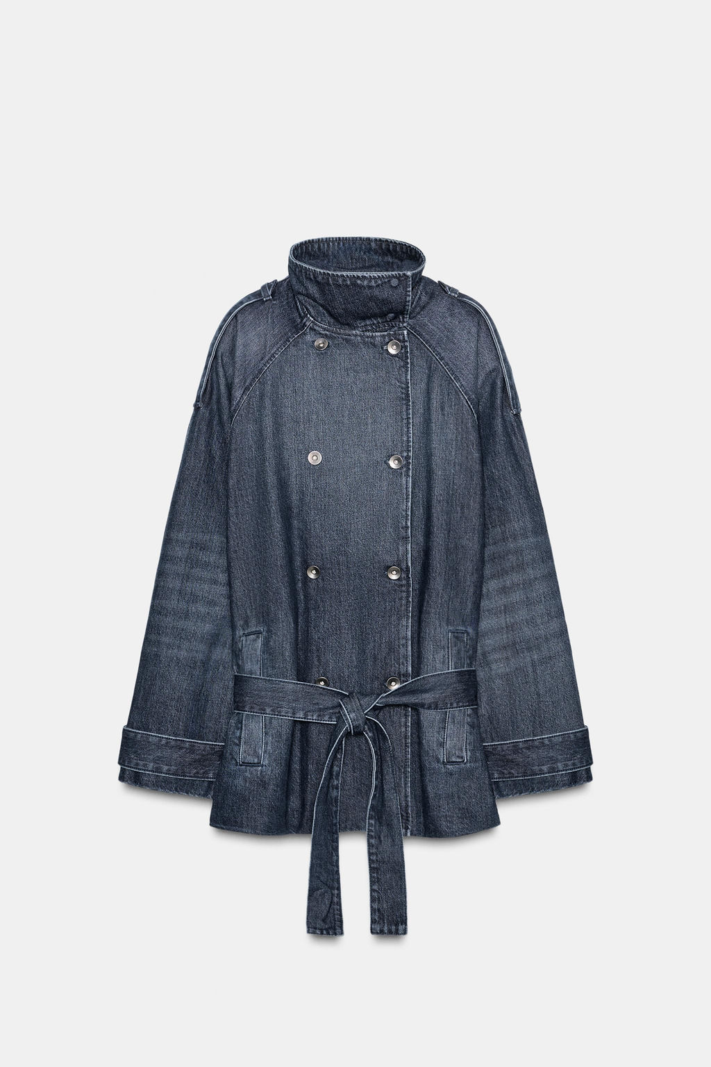 MIDI DENIM TRENCH COAT WITH BELT - Zara фото 9