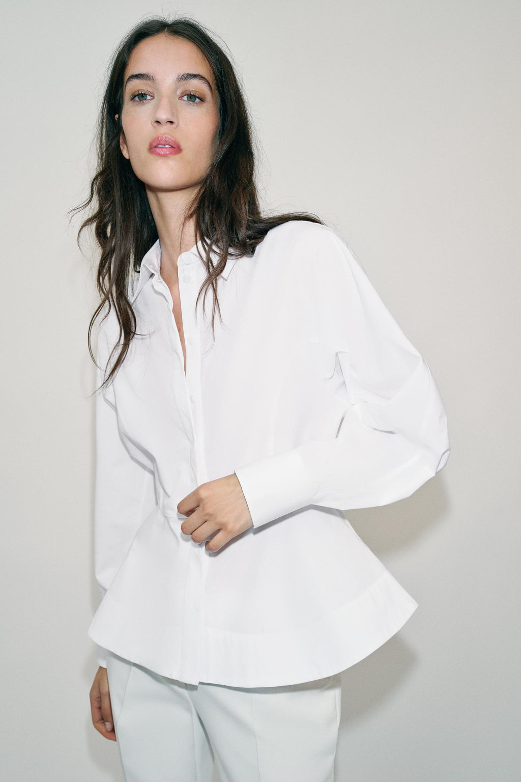 CAMISA POPEL?N PEPLUM / Blanco - Zara фото 2