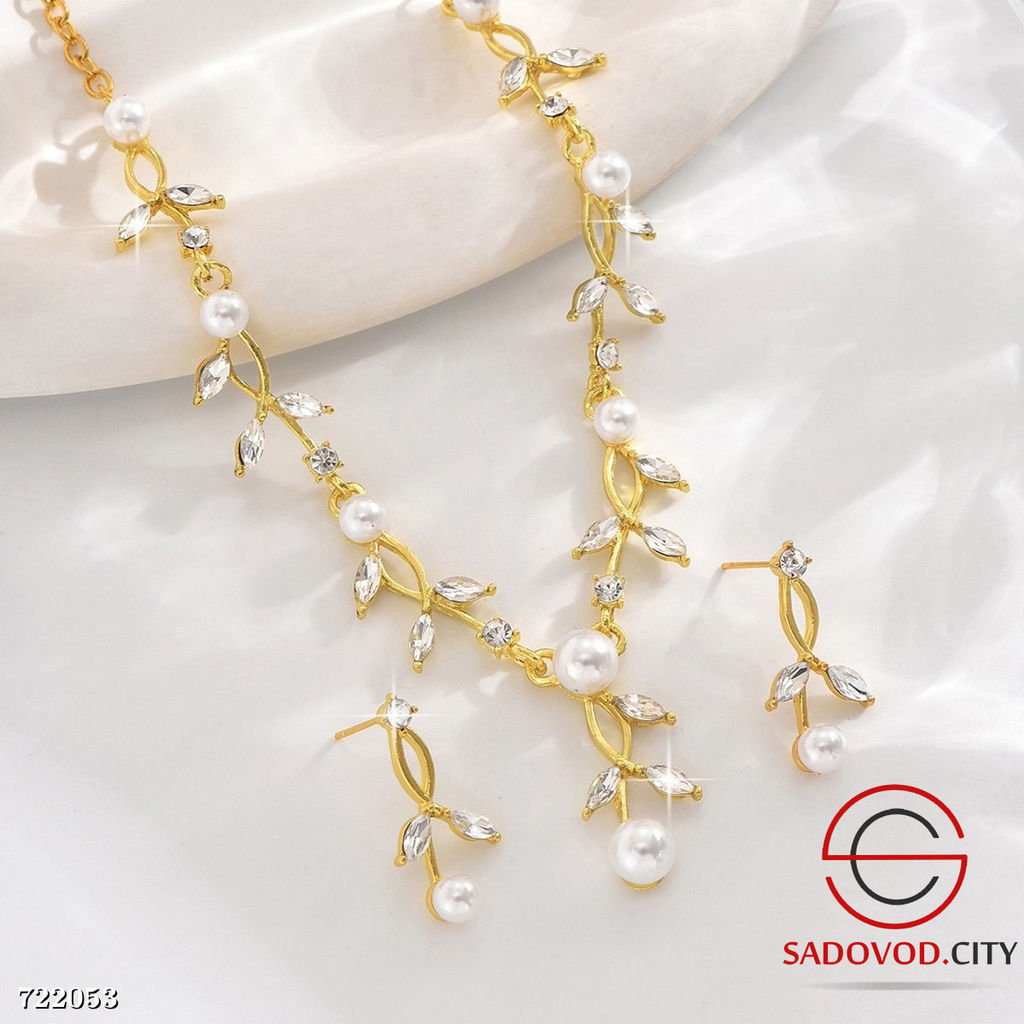 Женский комплект из колье и серёжек с жемчугом - Bruno фото 3