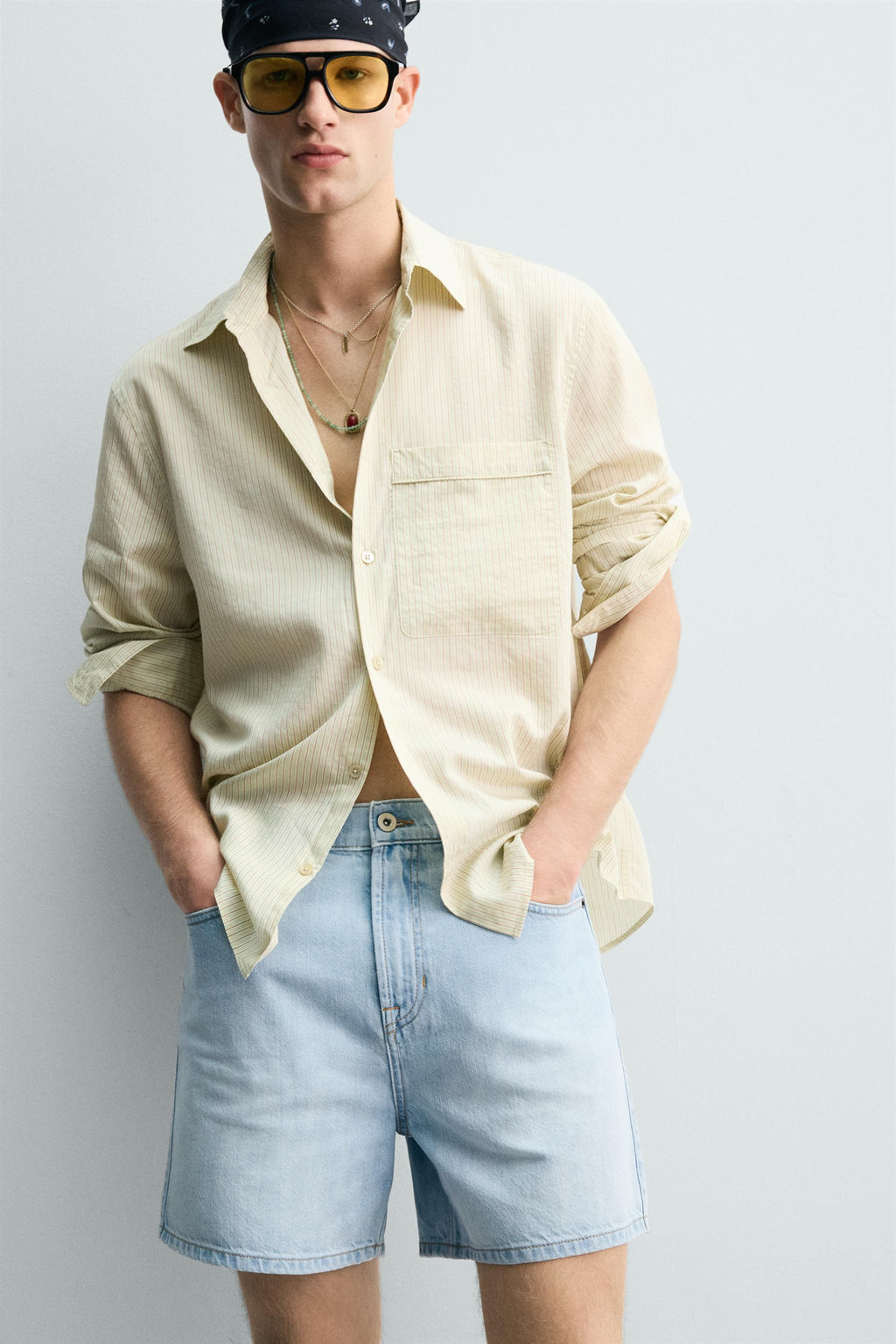 BERMUDA DENIM RELAXED FIT / Azul claro