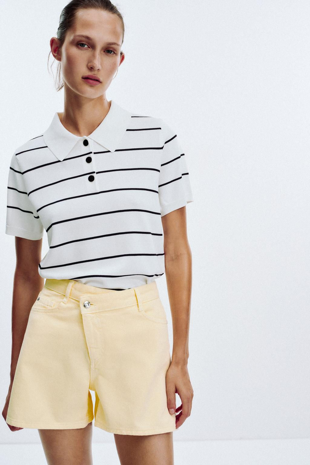 Z1975 HIGH-WAIST CROSSOVER WAIST DENIM SHORTS - Zara фото 7
