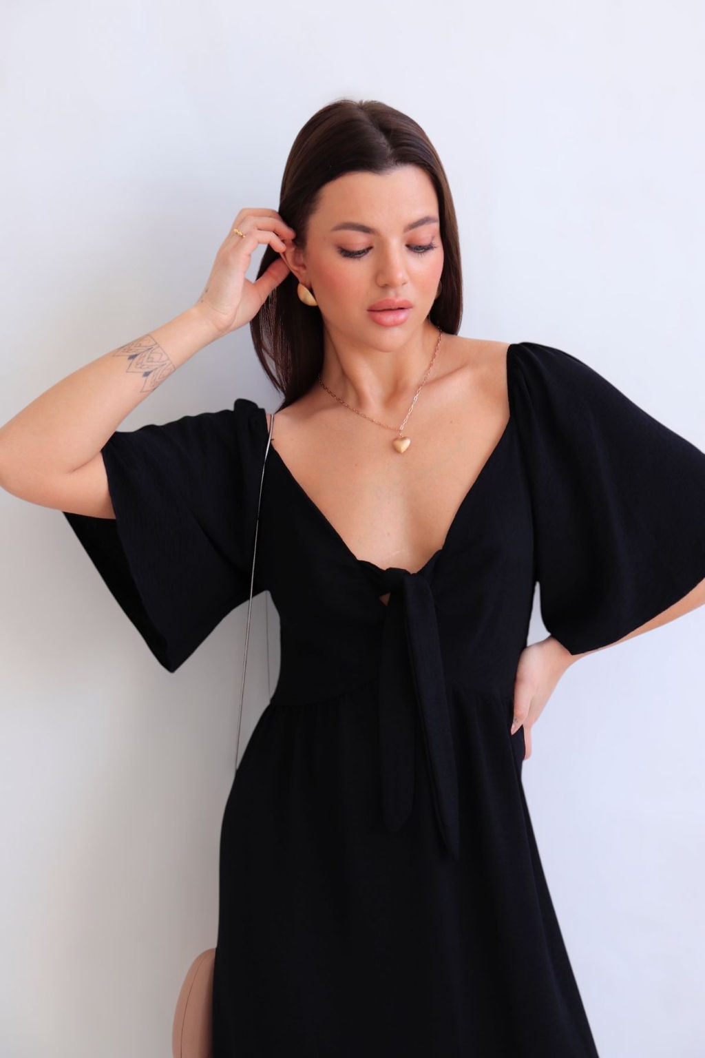 Martichelli Платье с завязками на груди чёрное  фото 2