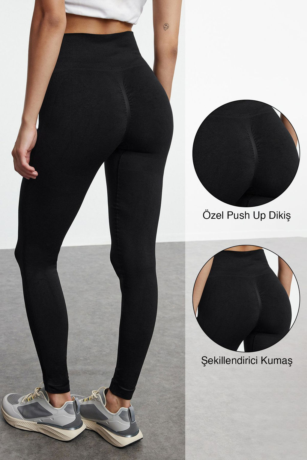 TRENDYOLMILLA Siyah Seamless/Dikissiz Push Up Tam Boy Orme Spor Tayt THMAW25TY00003  фото 15