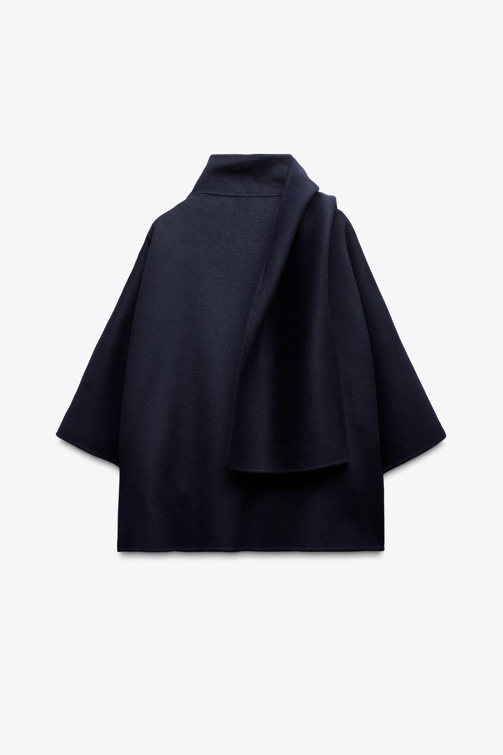 ZW COLLECTION WOOL CAPE WITH SCARF - Zara фото 6