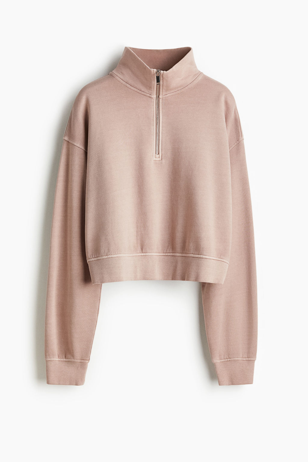 Sudadera efecto lavado con media cremallera