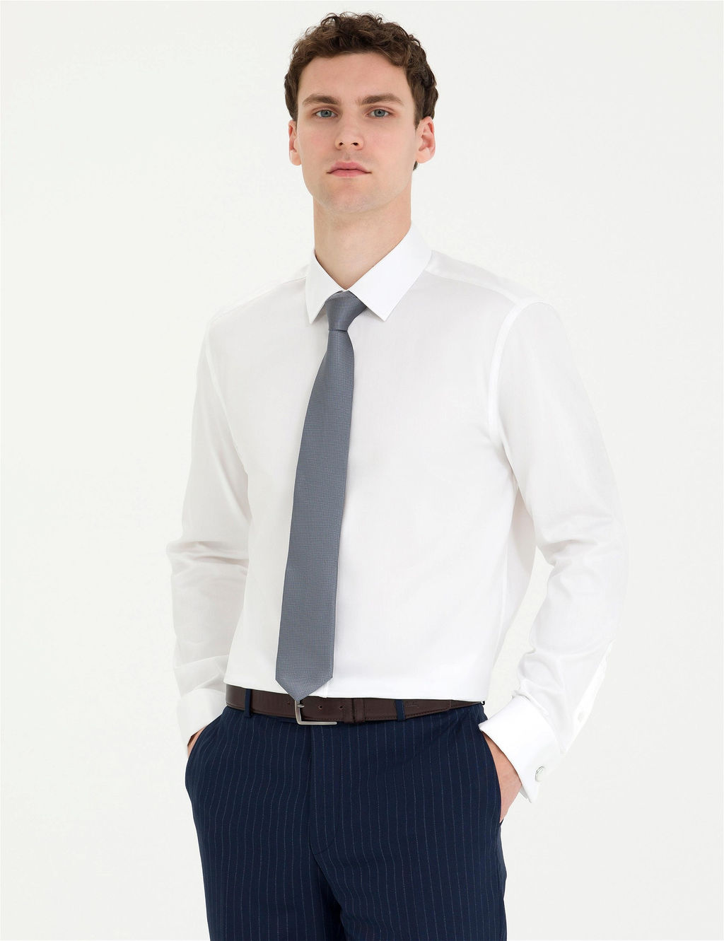 Beyaz Slim Fit Uzun Kollu Klasik G_mlek