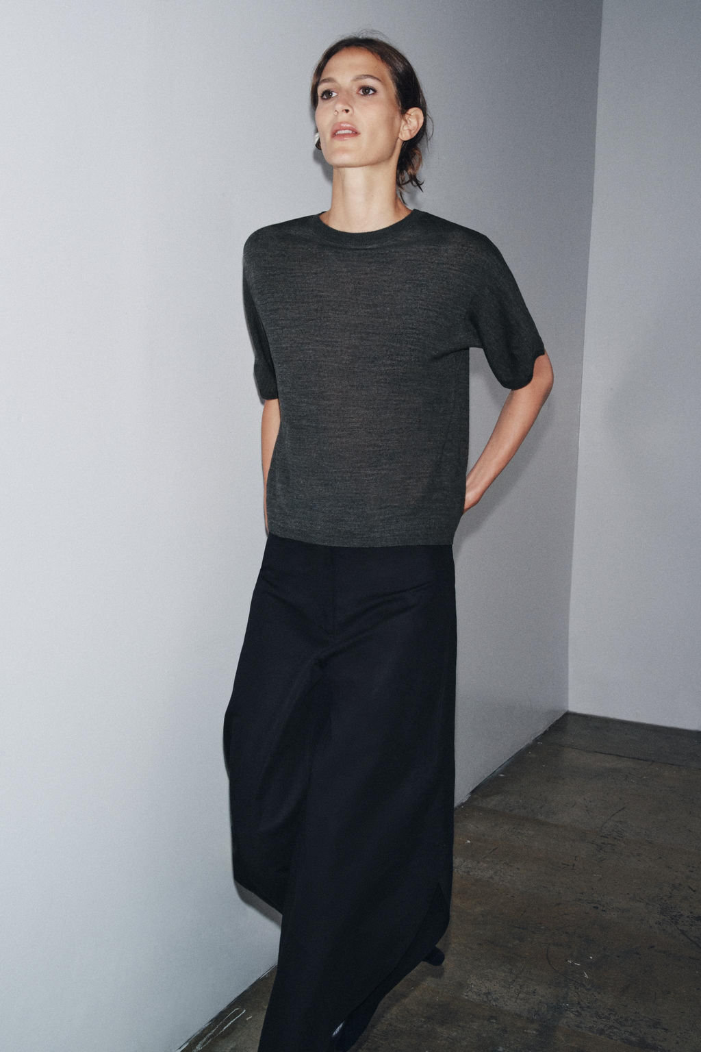 WOOL KNIT SHORT SLEEVE TOP