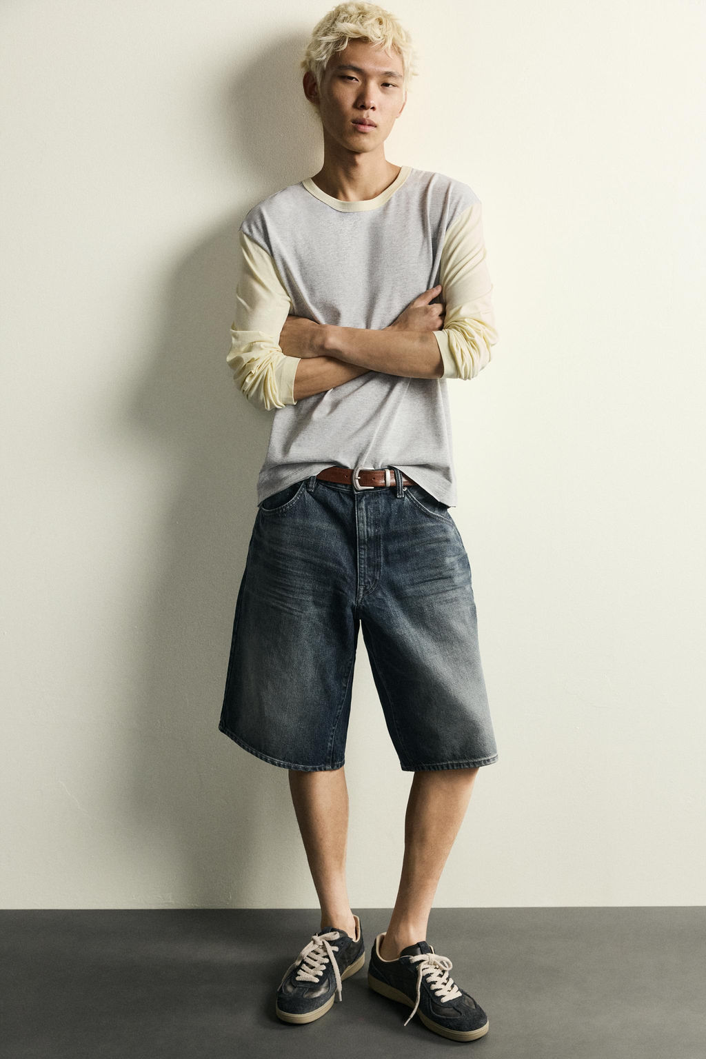 BERMUDA DENIM BAGGY FIT COMBINADO CUERO / Azul - Zara фото 5