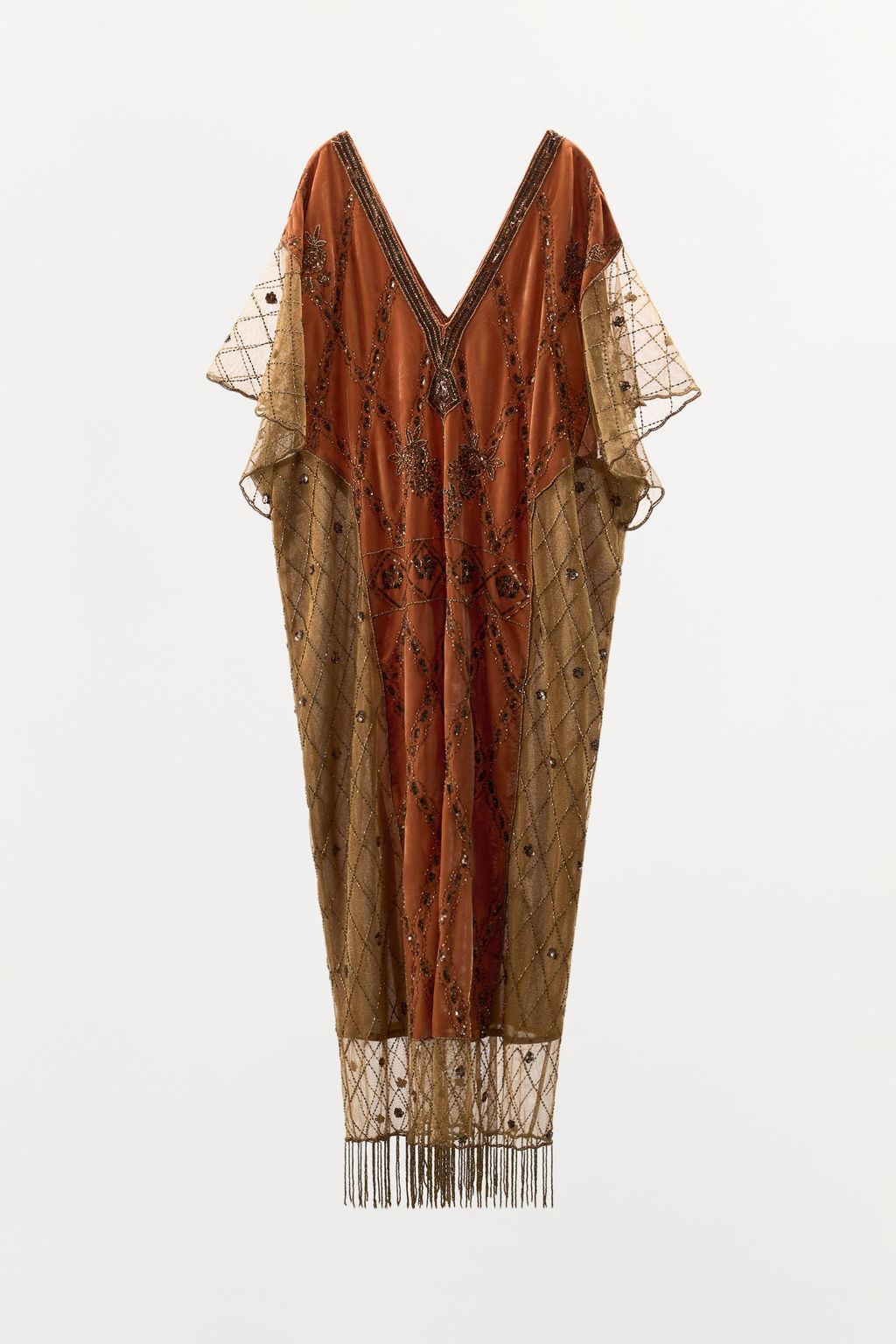 LIMITED EDITION VELVET, SEQUIN, AND BEADED CONTRAST DRESS - Zara фото 5