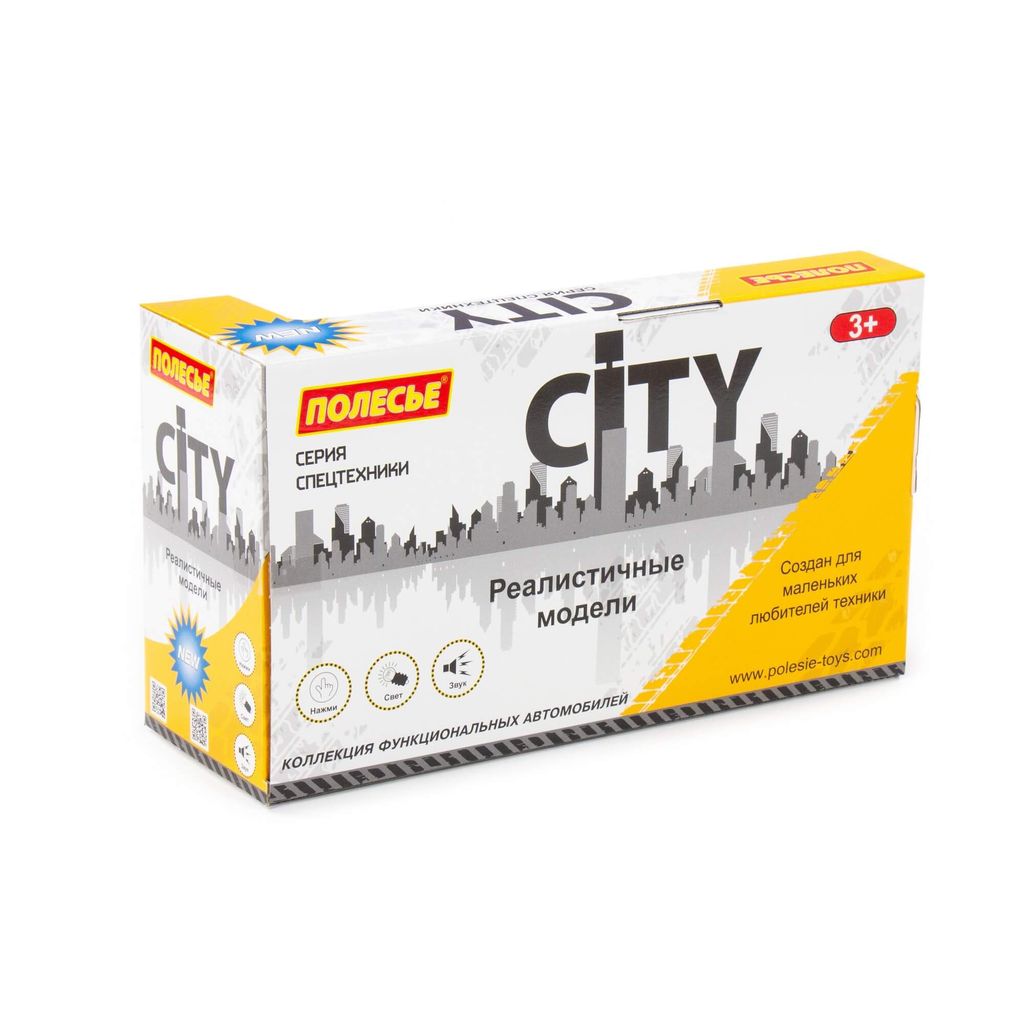 Сити, автомобиль-кран инерционный (со светом и звуком) (жёлтый) (в коробке) - Полесье фото 6