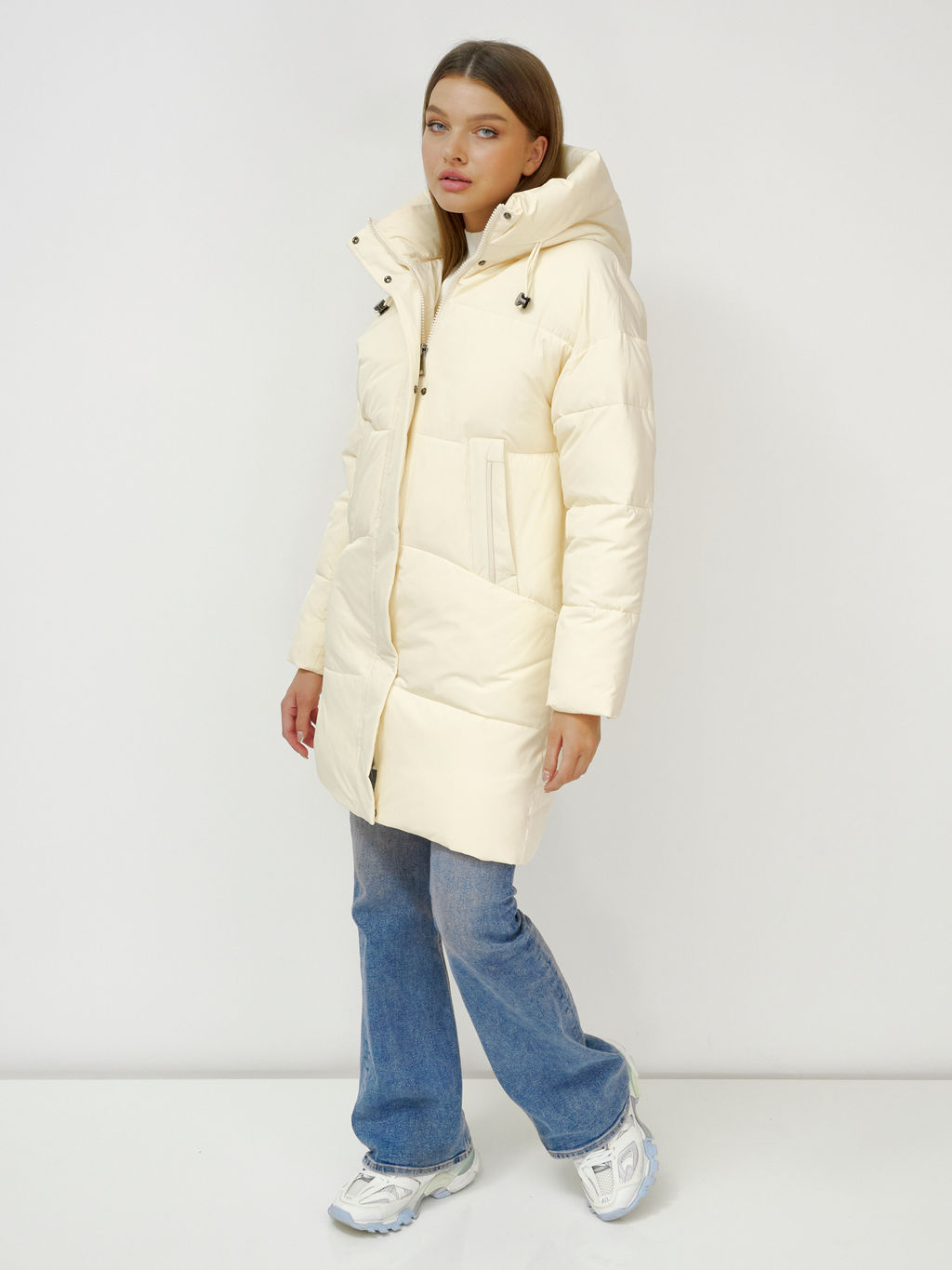 Куртка пальто зимняя синтепон светло-бежевого цвета - Mtforce фото 8