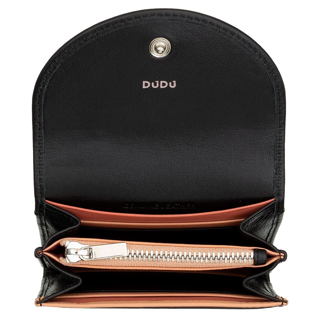 Кошелек кожаный DuDu серии Malaga | черно-розовый пэчворк - Dudubags фото 3