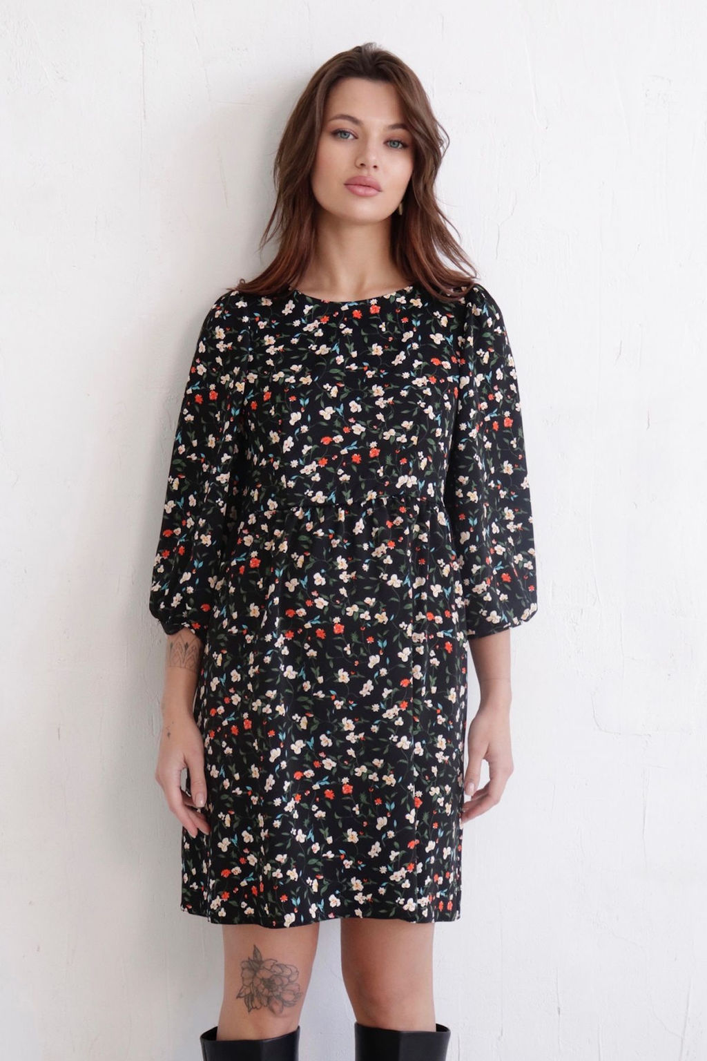 Martichelli Платье чёрное в цветок  фото 5