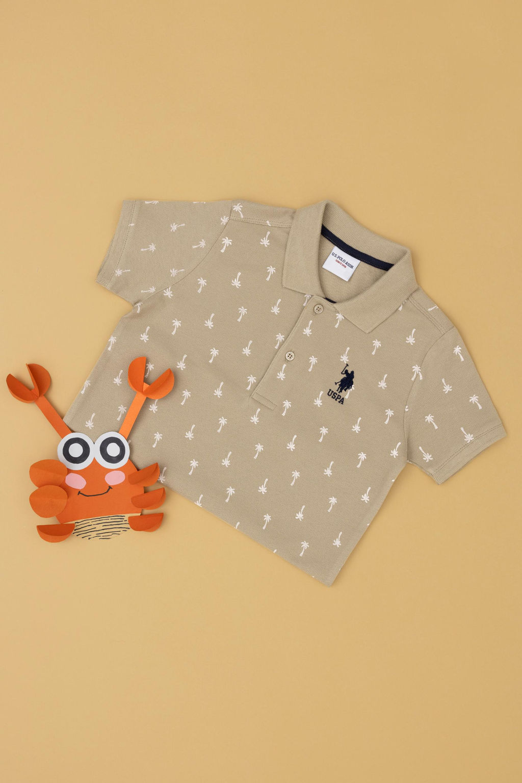 Футболка U.S. Polo Assn для мальчиков из хлопка светло-хаки  фото 5