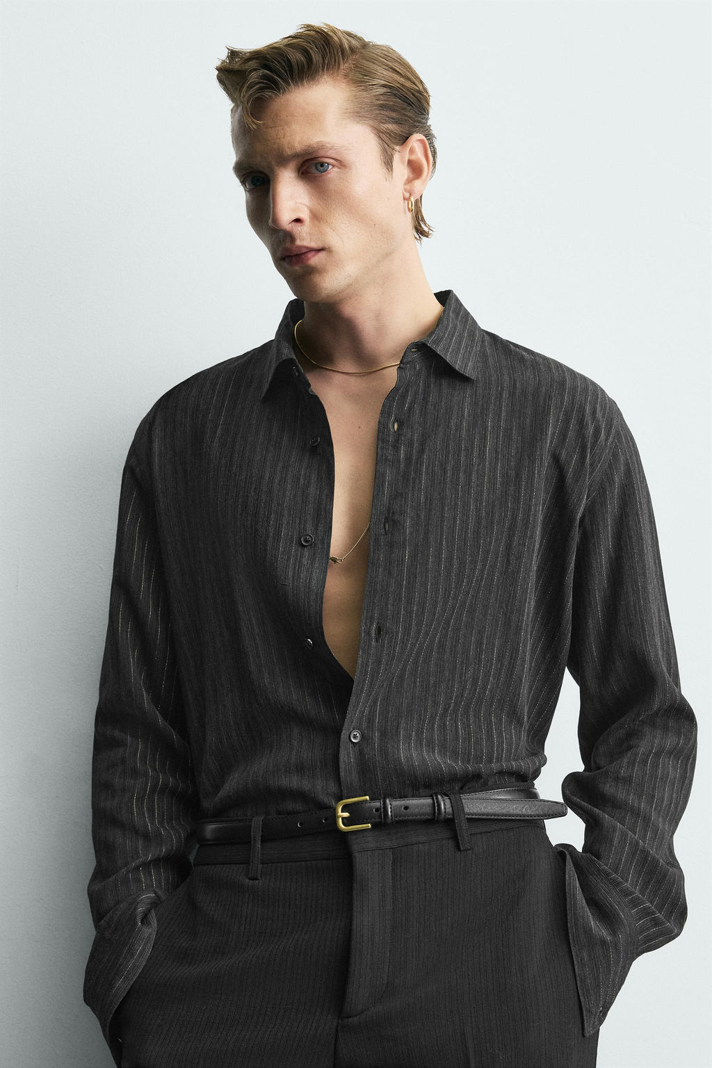 LIMITED EDITION SHINY STRIPED FLOWING SHIRT - Zara фото 5