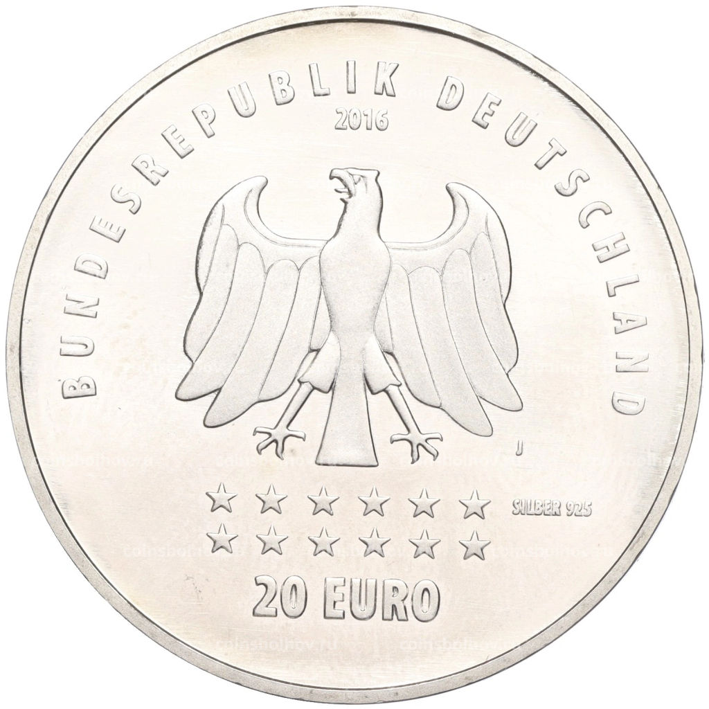 Монета 20 евро 2016 года Германия 175 лет Гимну Германии