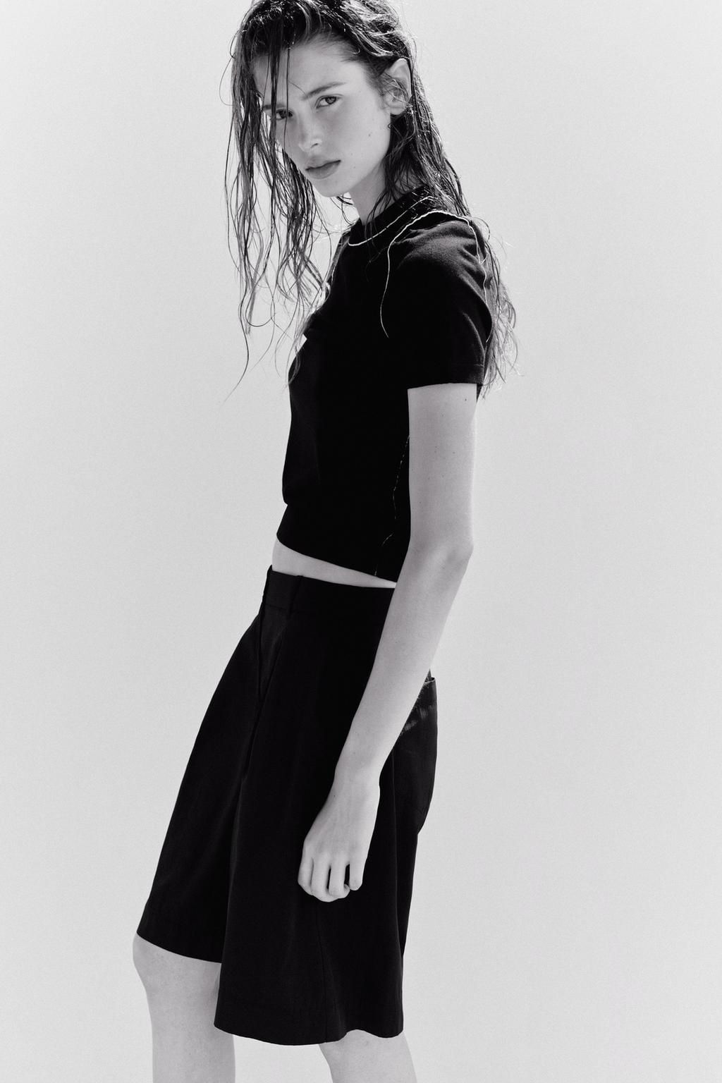 SHORT SLEEVE KNIT TOP WITH PIPING - Zara фото 45