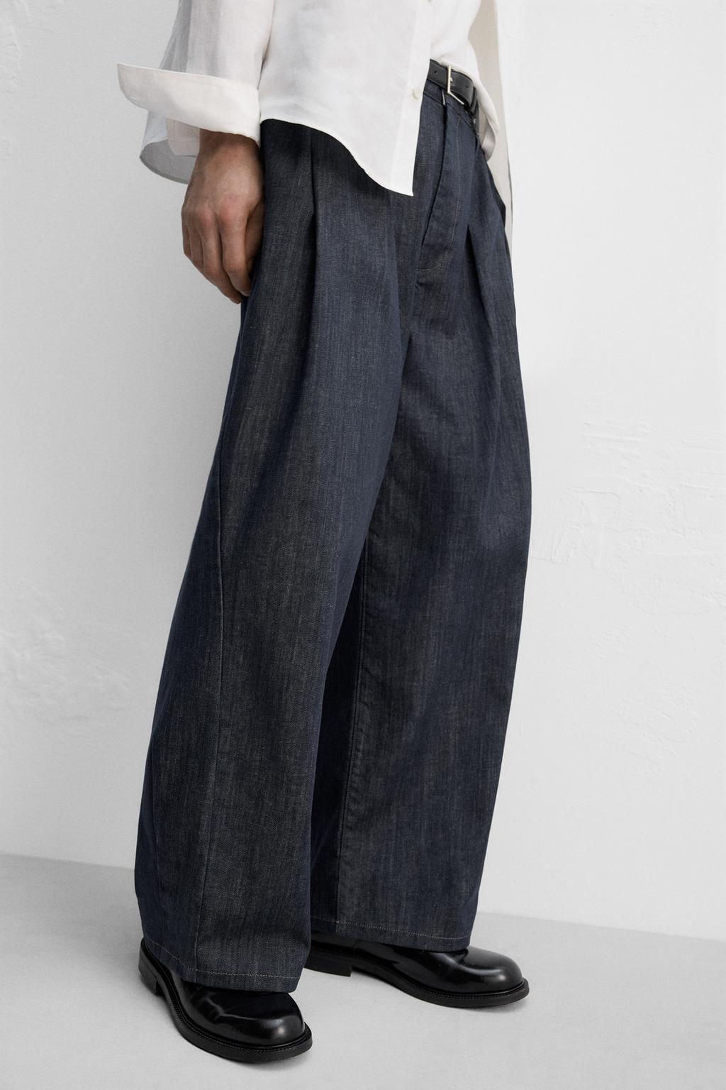 PLEATED WIDE-LEG JEANS - Zara фото 6