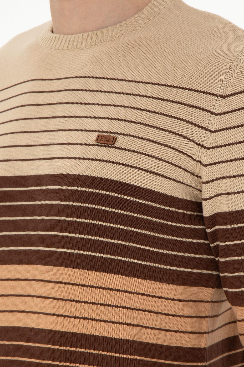 Erkek Slim Fit Bisiklet Yaka Kahverengi Kazak - U.s. polo assn фото 7
