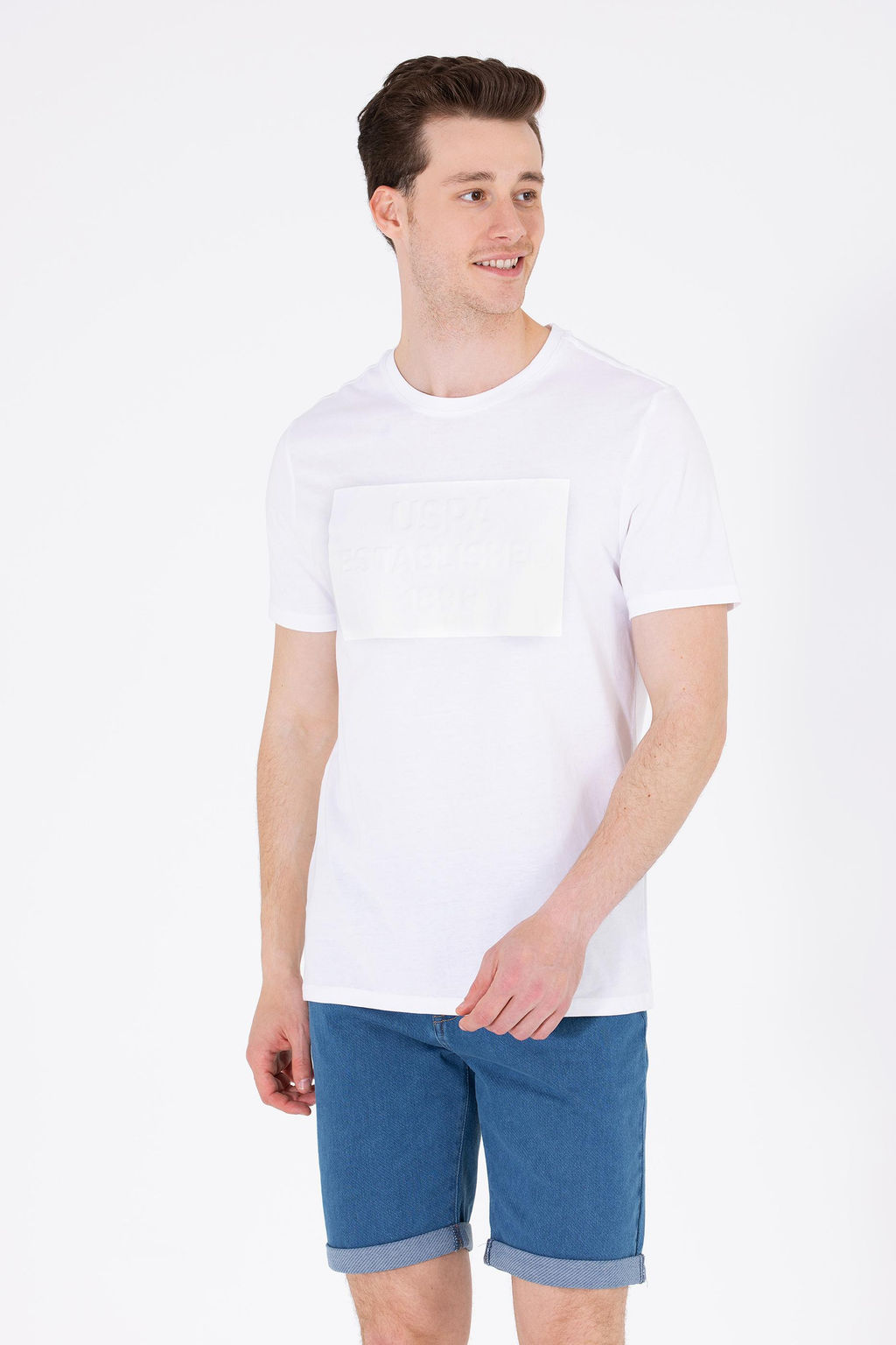 U. S. Polo Assn Мужская белая футболка с круглым вырезом - U.s. polo assn фото 2